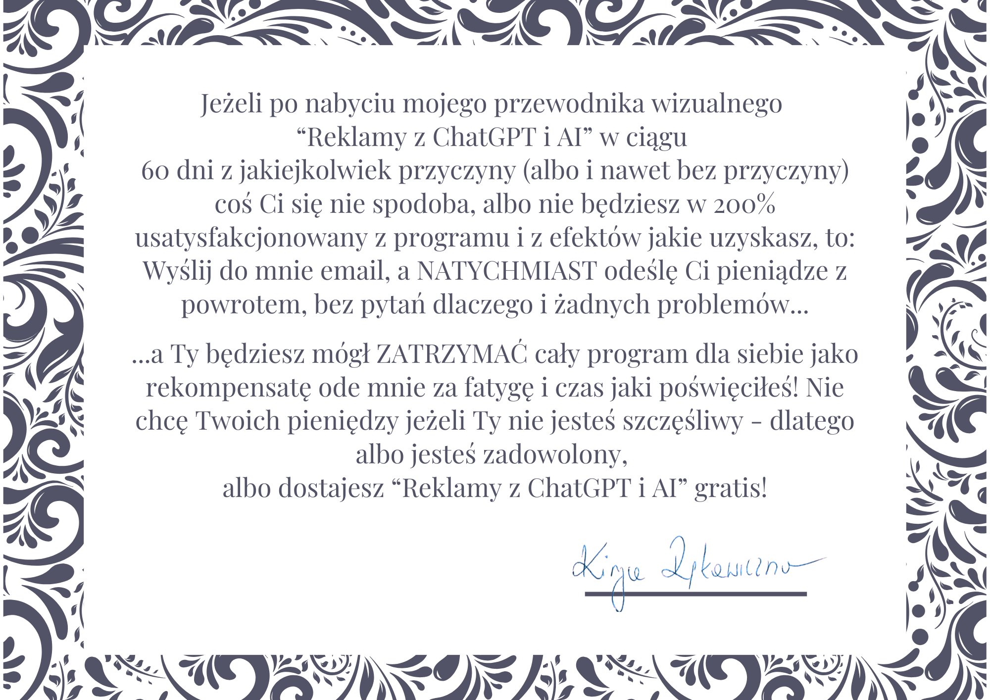 certyfikat gwarancji Reklamy AI